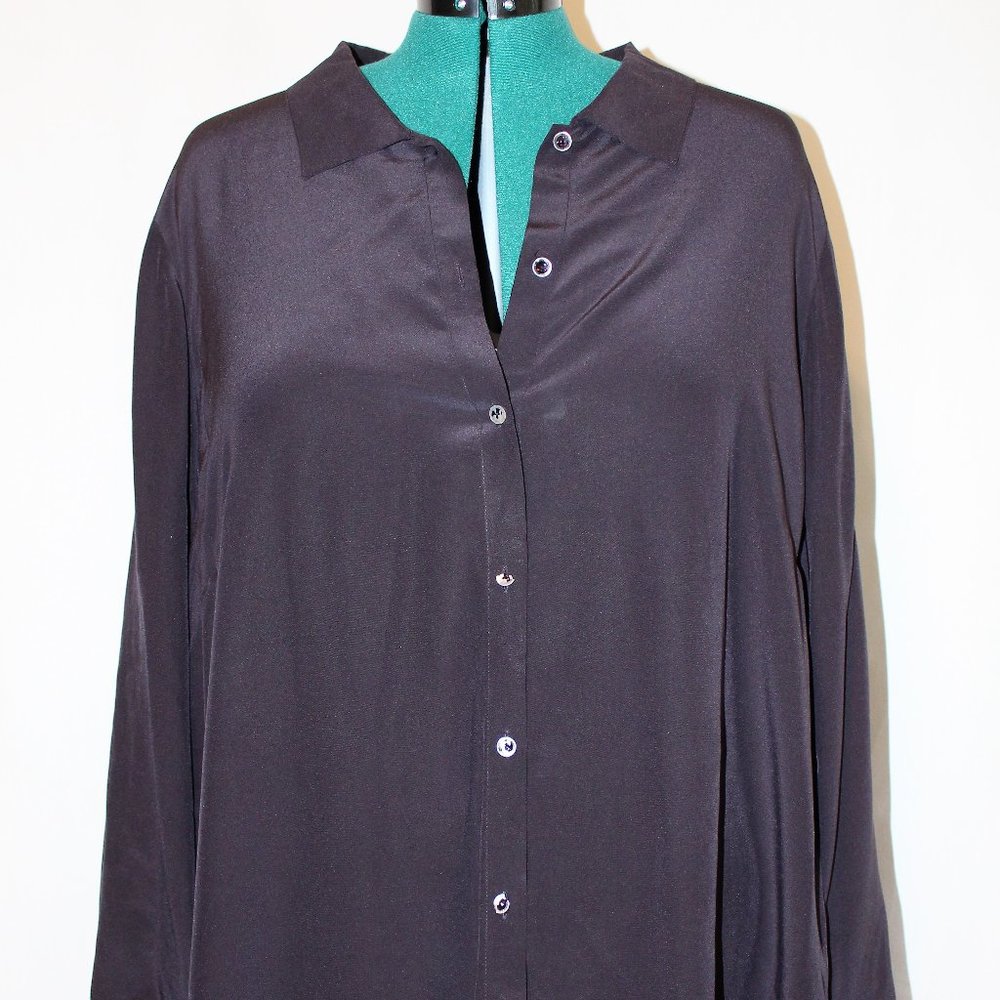Dark Purple 100% Silk Blouse